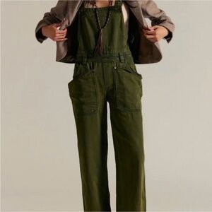 Free People We the Free Olive Green Overalls Size M